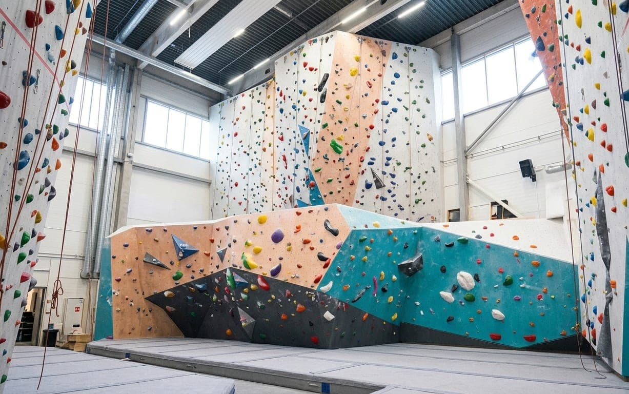 Jonas and David at the climbing gym